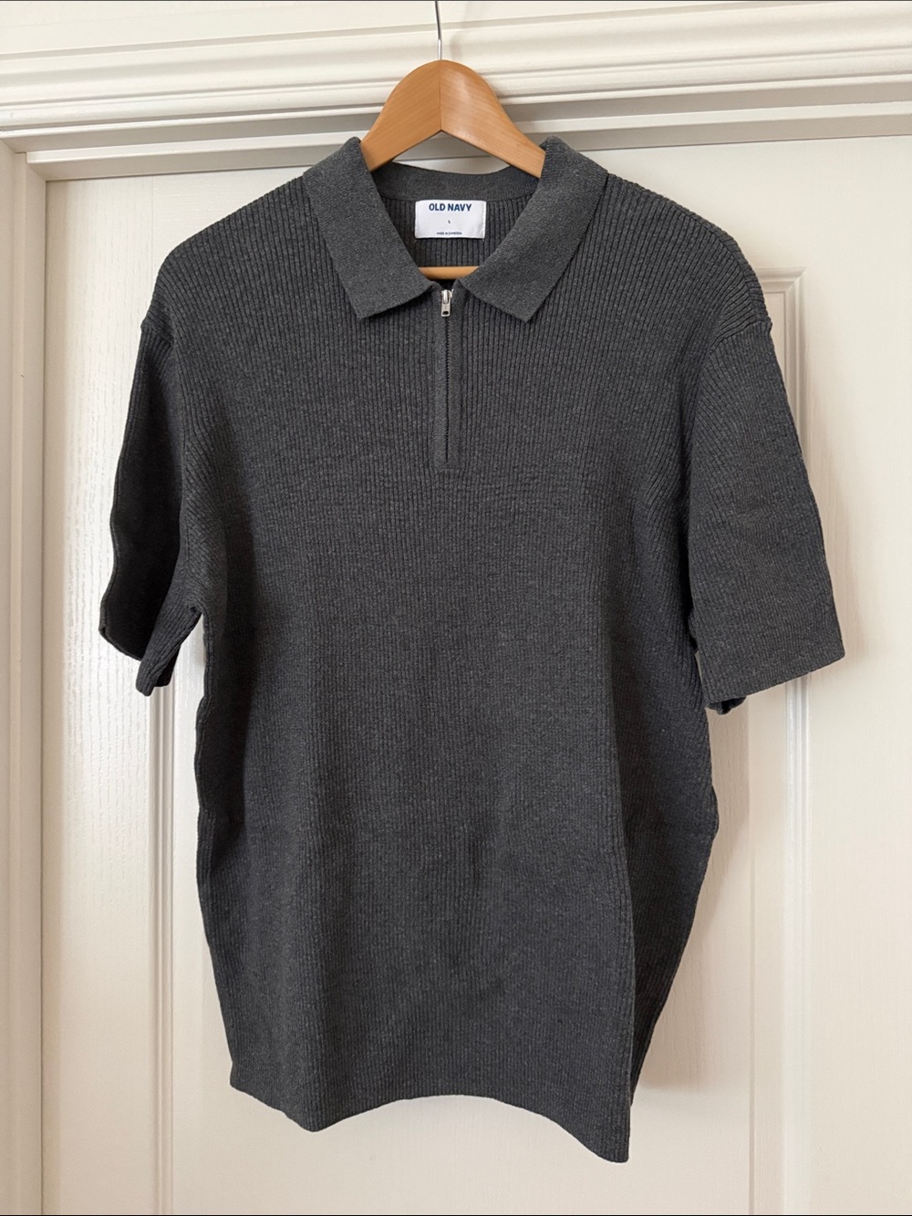 Old Navy Men's Dark Charcoal Half-Zip Polo